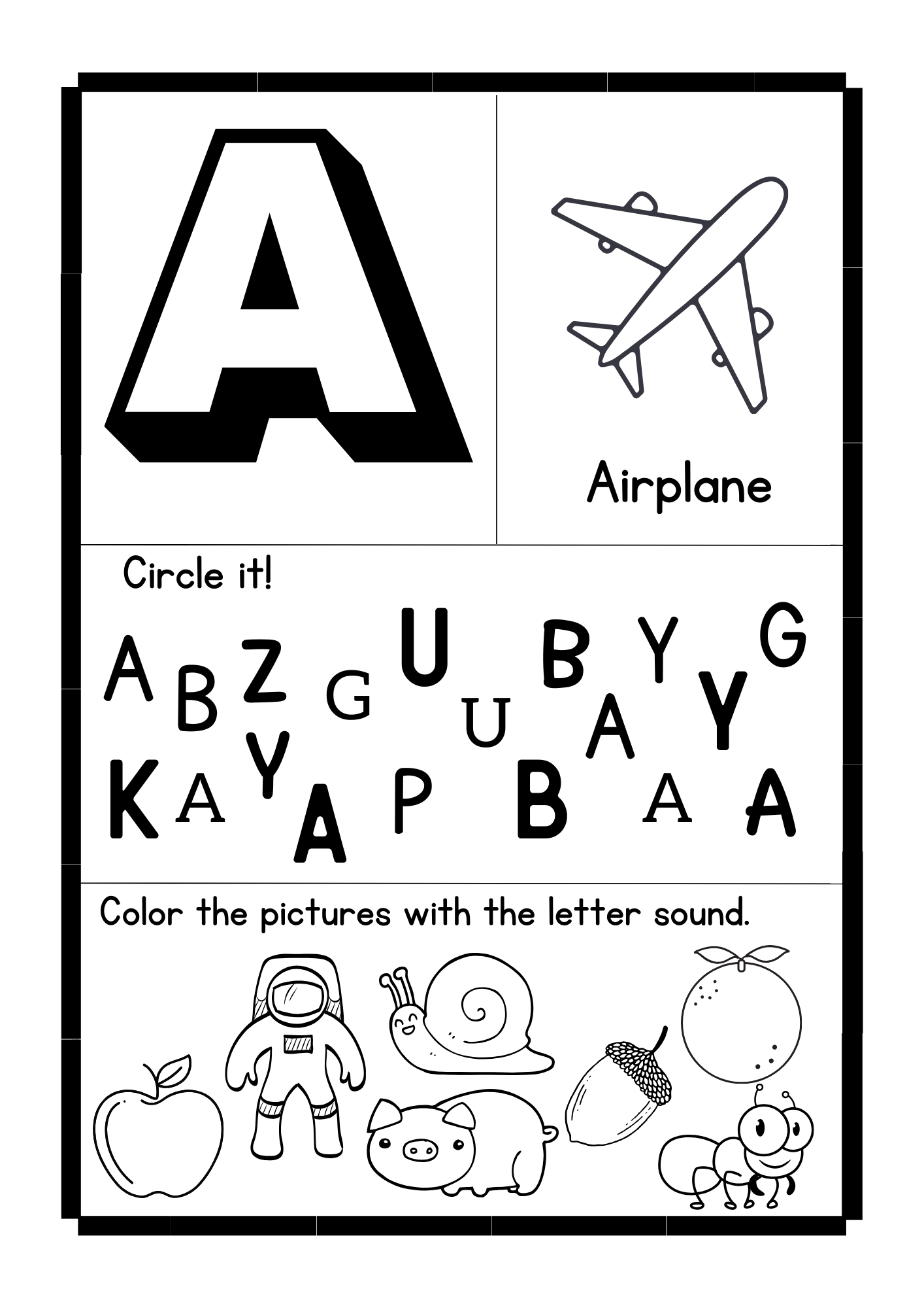 letter a worksheets preschool