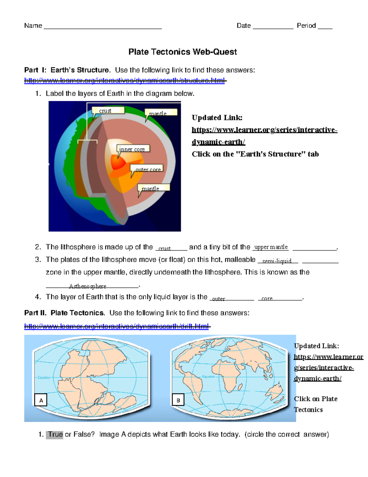 Plate Tectonics Webquest Understanding Earth s Dynamic Boundaries Studocu