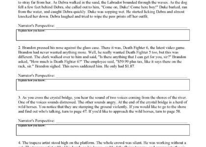 Point Of View Worksheet 7 Reading Activity