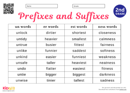 Prefixes And Suffixes Worksheet For Grade 2 Kidpid