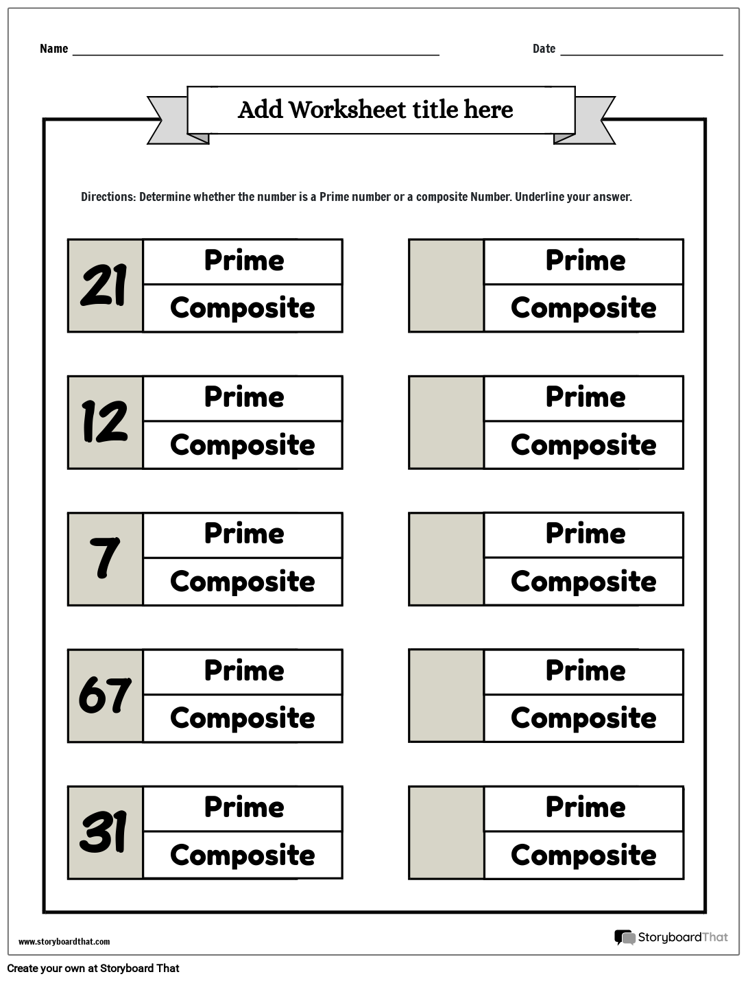 prime composite numbers worksheet prime composite numbers worksheet