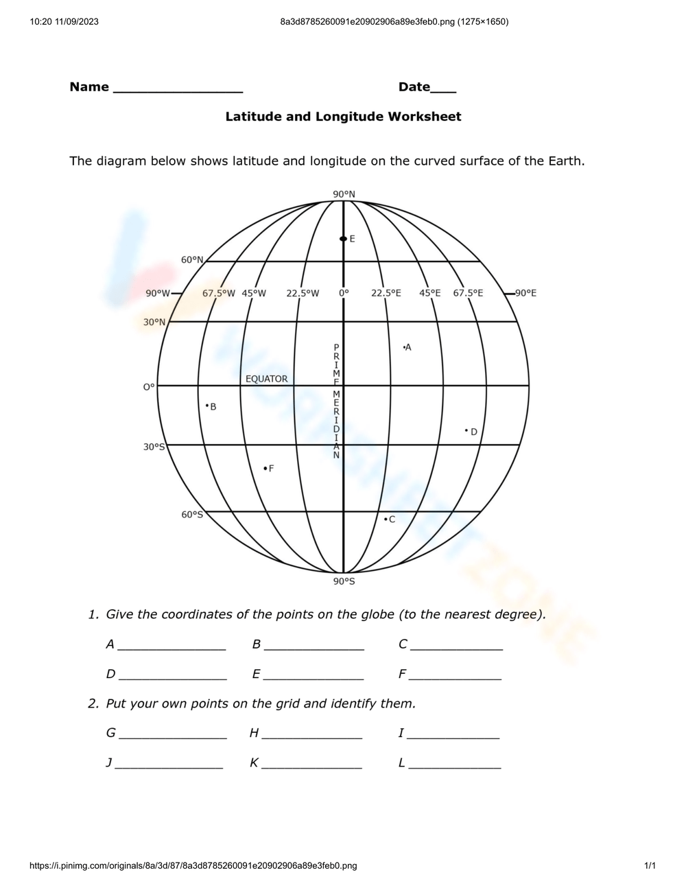 Printable 4th Grade Latitude And Longitude Worksheets