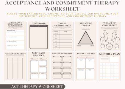 Printable Acceptance Therapy Worksheets Mindfulness DBT And ACT Techniques CBT Values Bullseyes Therapy Mental Health Worksheets Etsy