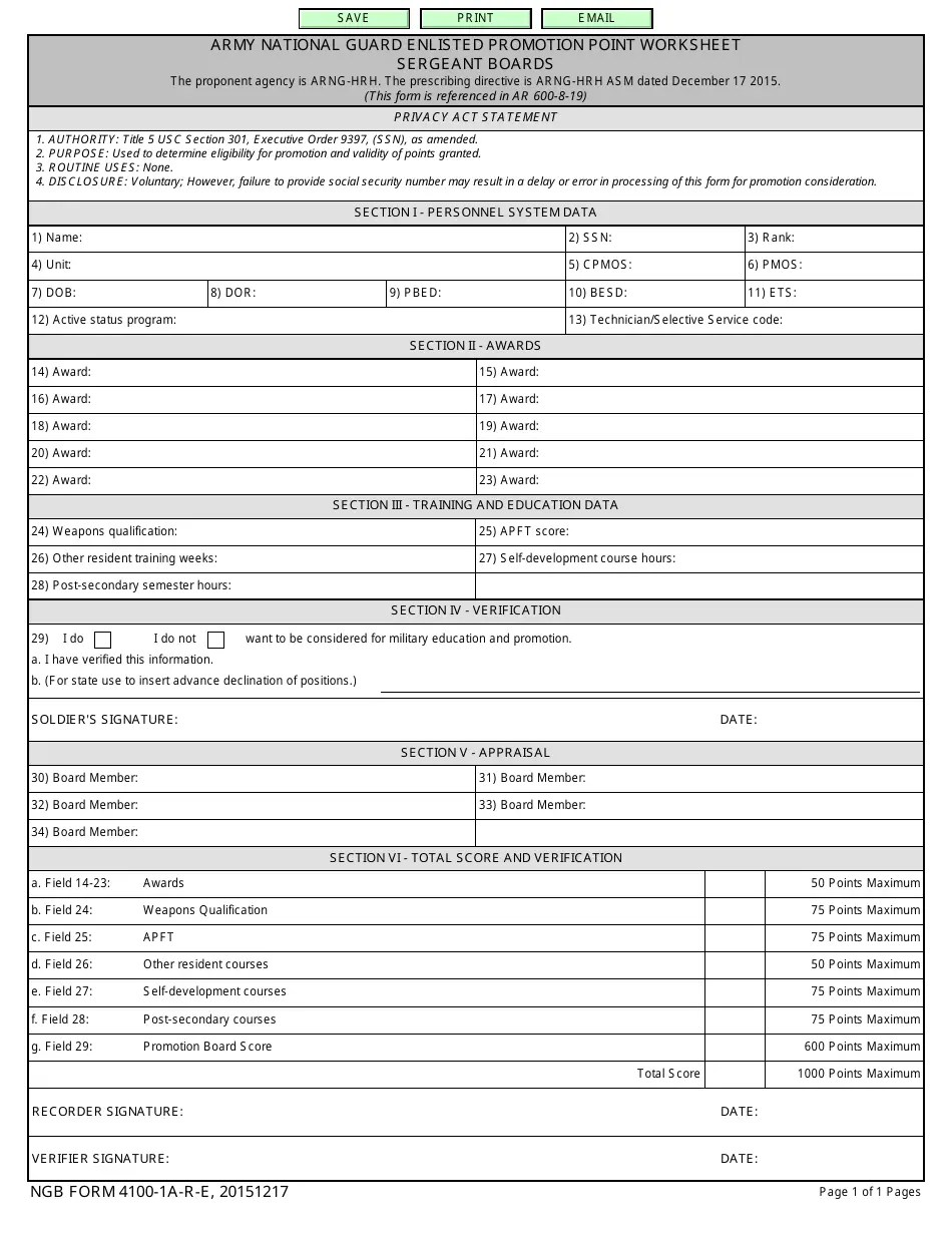 Promotion Point Worksheet Army Printable Study Planner