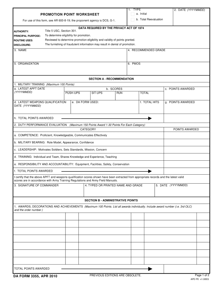 Promotion Point Worksheet Fill Out Sign Online DocHub