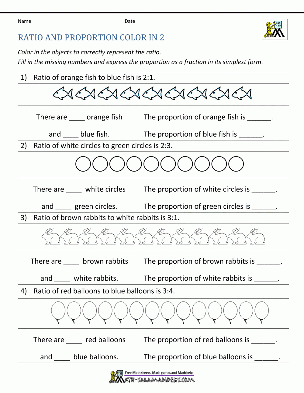Ratio And Proportion Worksheet Ratio And Proportion Worksheet