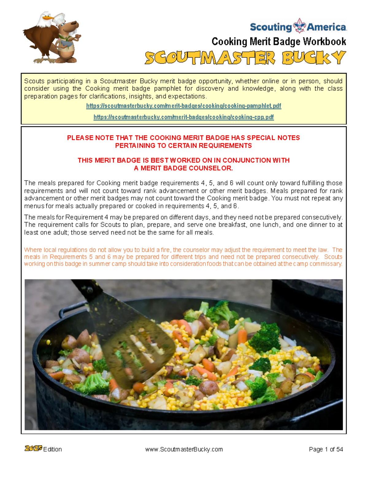 Scouting America Cooking Merit Badge Workbook 2025 Edition Studocu