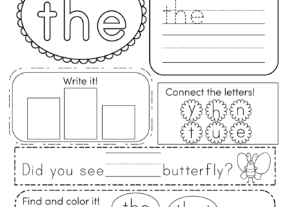 Sight Word the Worksheet Free Printable Digital PDF