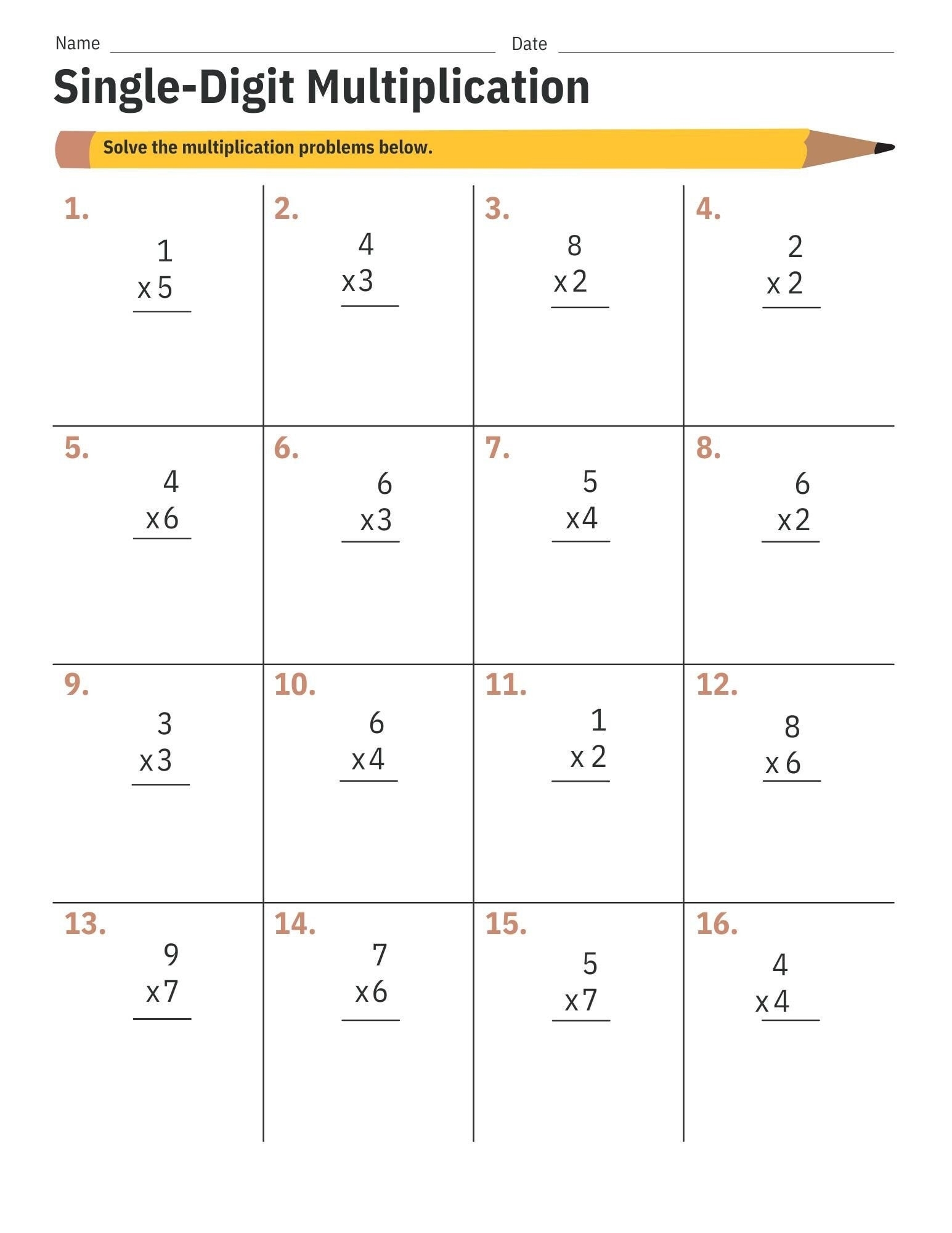 Single digit Multiplication Math School Assignment Worksheet Printable Instant Digital Download PDF Etsy Single digit Multiplication Math School Assignment Worksheet Printable Instant Digital Download PDF Etsy