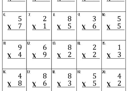 Single Digit Multiplication Worksheets Etsy