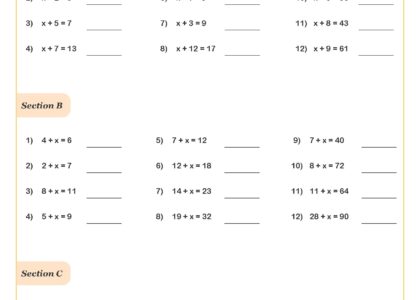 Solving Linear Equations A Worksheet Cazoom Maths Worksheets
