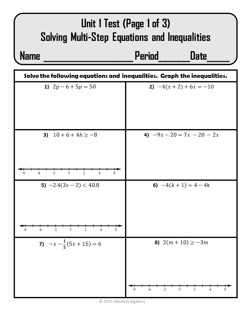 multi step equations worksheet