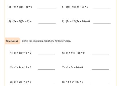 Solving Quadratic Equations B By Factoring Worksheet Algebra I PDF Worksheets
