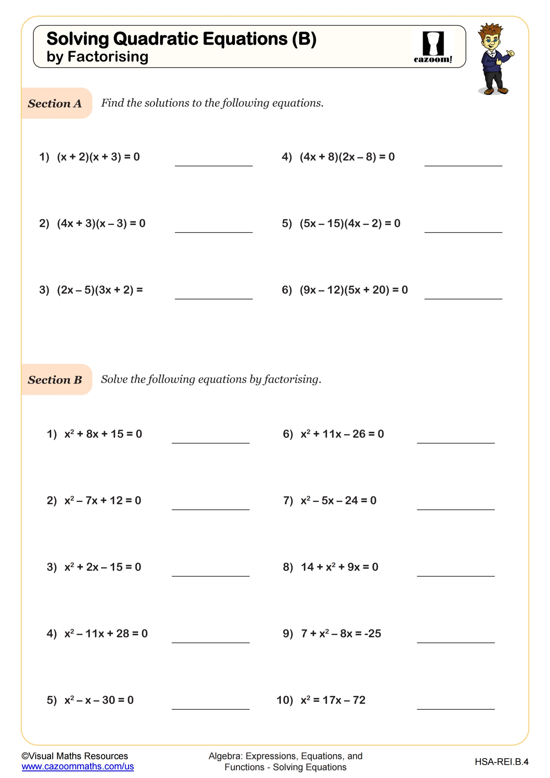 Solving Quadratic Equations B By Factoring Worksheet Algebra I PDF Worksheets Solving Quadratic Equations B By Factoring Worksheet Algebra I PDF Worksheets