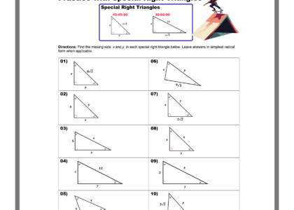 Special Right Triangles Worksheets Printable Mashup Math