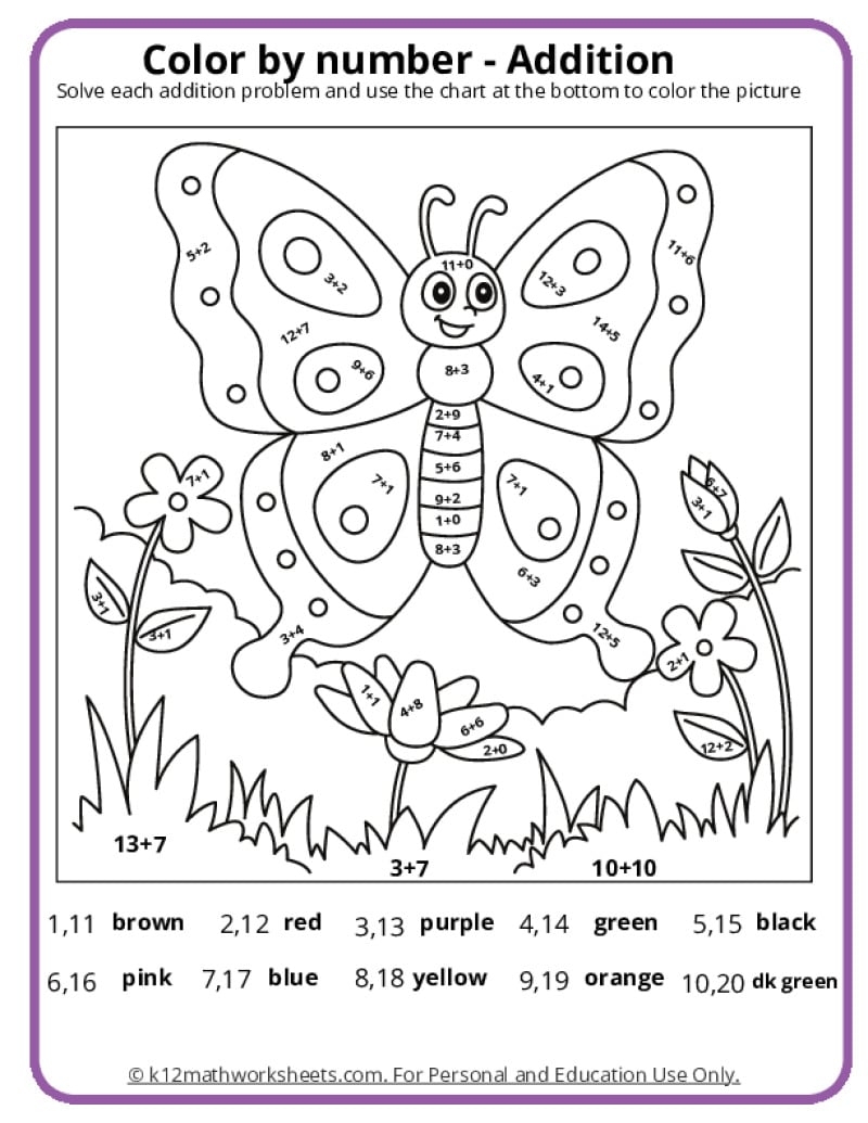 color by number math worksheets color by number math worksheets