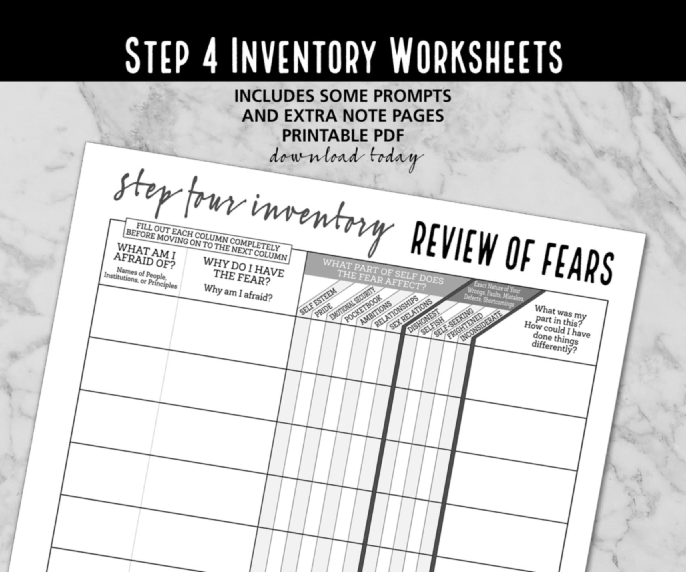 aa 4th step worksheet