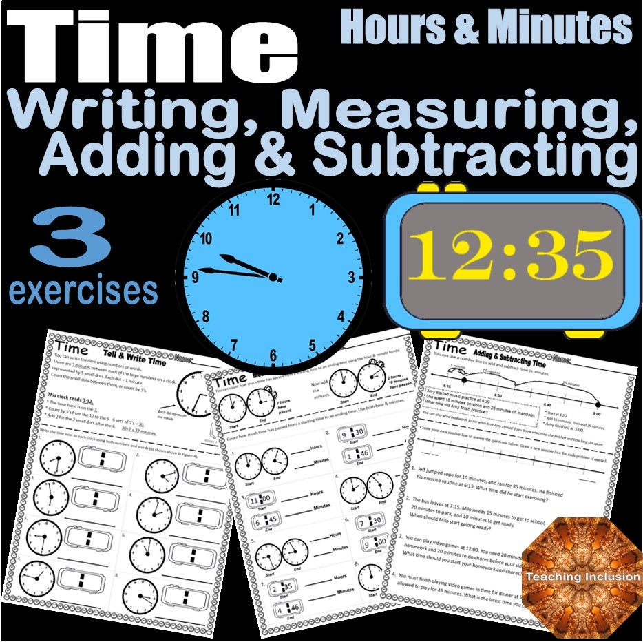 Telling Time Adding Subtracting Measuring Hours Minutes Word Problems NO PREP Worksheets Classful Telling Time Adding Subtracting Measuring Hours Minutes Word Problems NO PREP Worksheets Classful