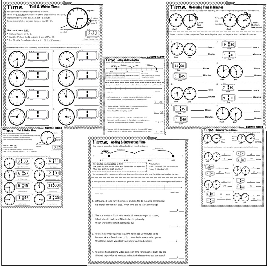 Telling Time Adding Subtracting Measuring Hours Minutes Word Problems NO PREP Worksheets Classful Telling Time Adding Subtracting Measuring Hours Minutes Word Problems NO PREP Worksheets Classful