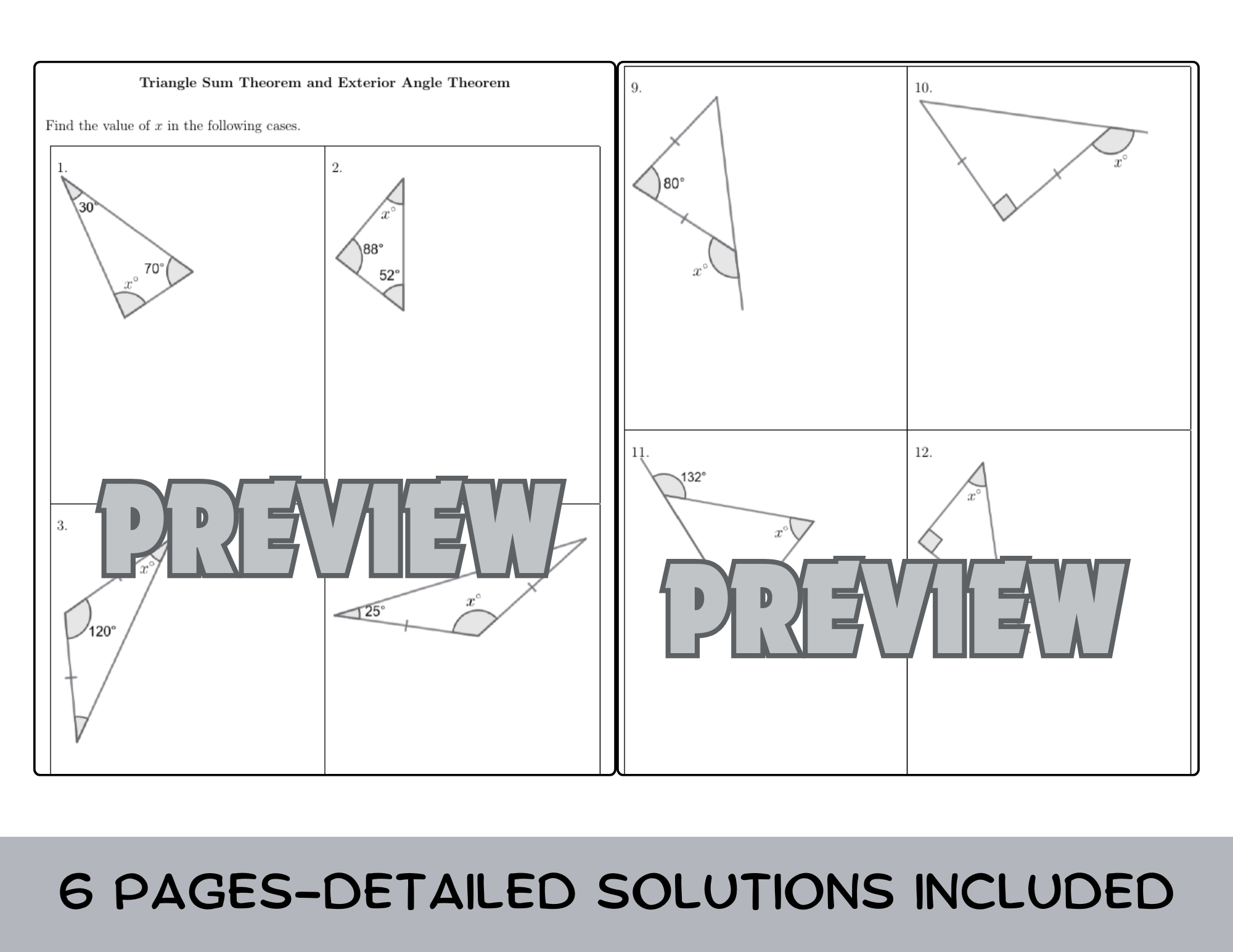 Triangle Sum Theorem And Exterior Angle Theorem Worksheet with Solutions Teaching Resources Triangle Sum Theorem And Exterior Angle Theorem Worksheet with Solutions Teaching Resources