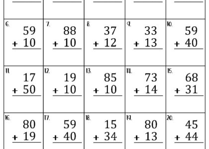 Two Digit Addition Without Regrouping Worksheets Etsy