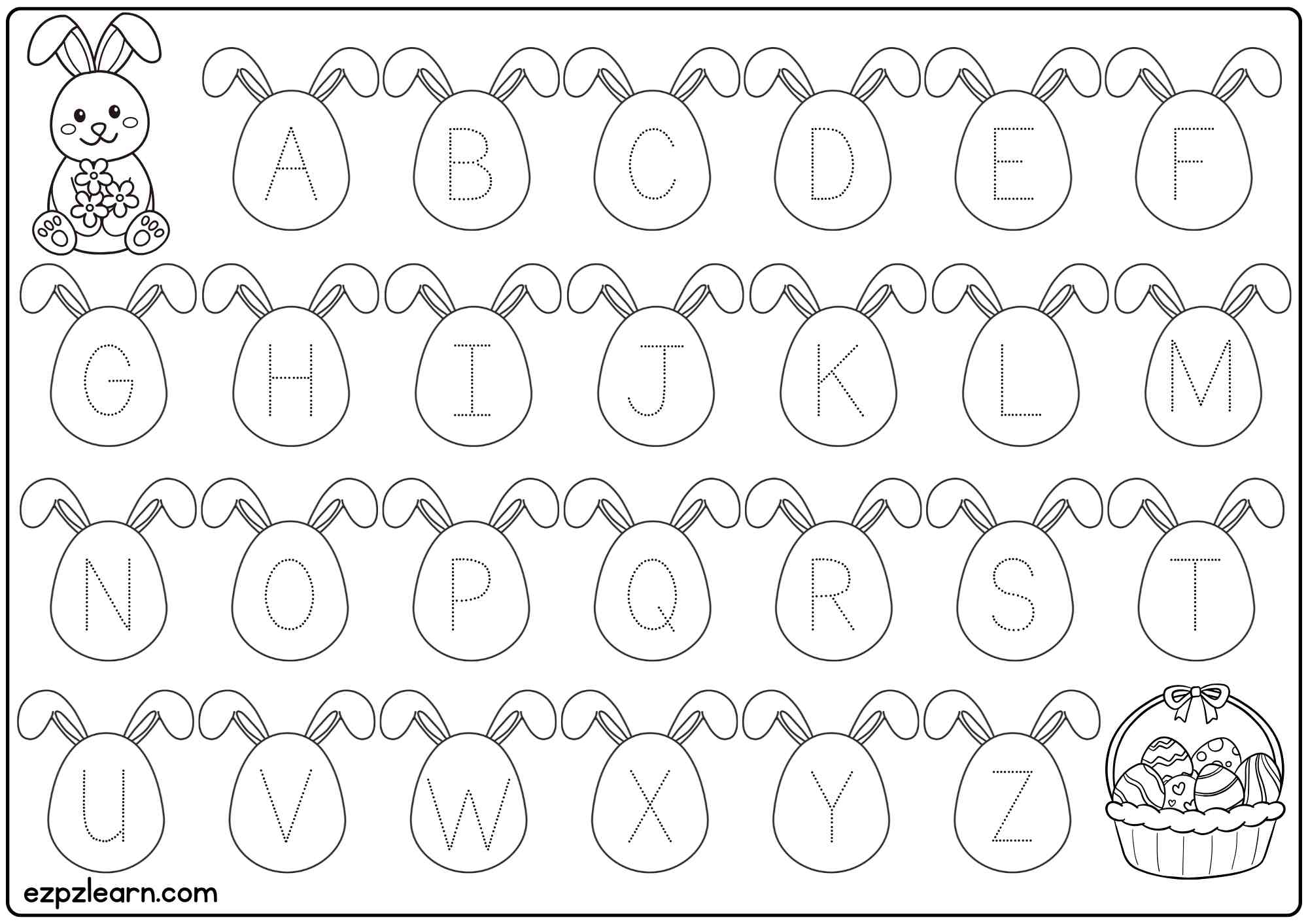 Uppercase ABC Easter Alphabet Tracing Worksheet Free PDF For Pre K Kindergarten Ezpzlearn Uppercase ABC Easter Alphabet Tracing Worksheet Free PDF For Pre K Kindergarten Ezpzlearn