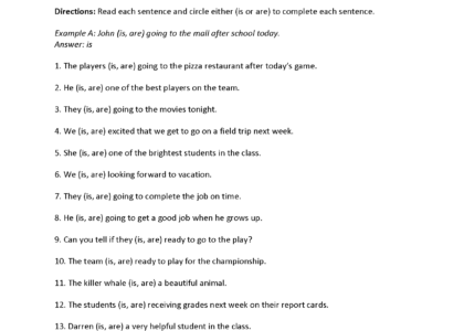 Verbs Worksheets Subject Verb Agreement Worksheets