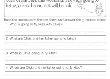 Who What When Where And Why Worksheet For 1st Grade Free Printable 